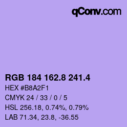 カラーコード: RGB 184 162.8 241.4 | qconv.com