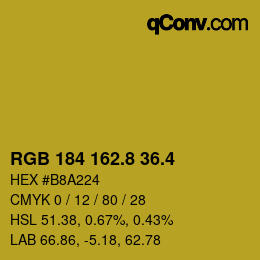 カラーコード: RGB 184 162.8 36.4 | qconv.com
