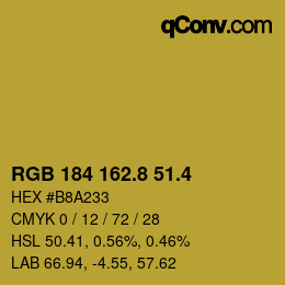 カラーコード: RGB 184 162.8 51.4 | qconv.com