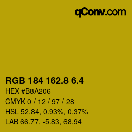 カラーコード: RGB 184 162.8 6.4 | qconv.com