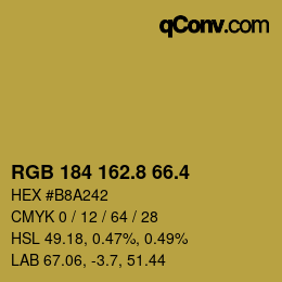 カラーコード: RGB 184 162.8 66.4 | qconv.com
