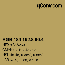 カラーコード: RGB 184 162.8 96.4 | qconv.com