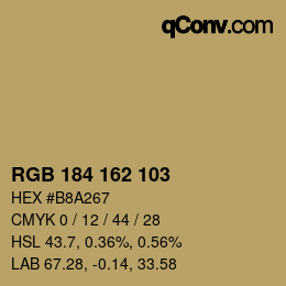 カラーコード: RGB 184 162 103 | qconv.com