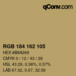 Color code: RGB 184 162 105 | qconv.com