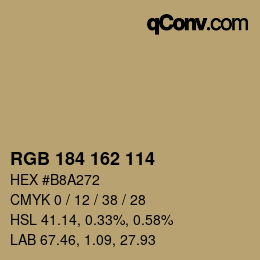 Color code: RGB 184 162 114 | qconv.com