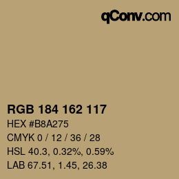 カラーコード: RGB 184 162 117 | qconv.com