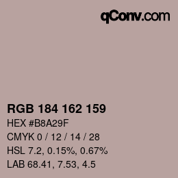 Color code: RGB 184 162 159 | qconv.com