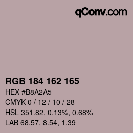 Color code: RGB 184 162 165 | qconv.com