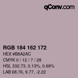 カラーコード: RGB 184 162 172 | qconv.com