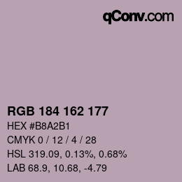 カラーコード: RGB 184 162 177 | qconv.com