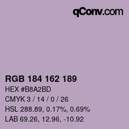 カラーコード: RGB 184 162 189 | qconv.com