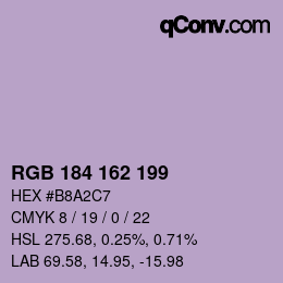 Color code: RGB 184 162 199 | qconv.com