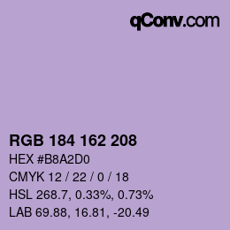 カラーコード: RGB 184 162 208 | qconv.com