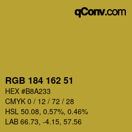 Color code: RGB 184 162 51 | qconv.com