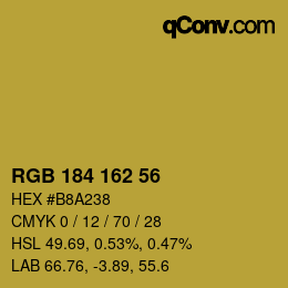 カラーコード: RGB 184 162 56 | qconv.com