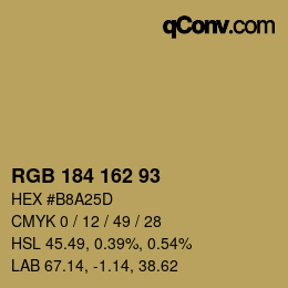 Color code: RGB 184 162 93 | qconv.com