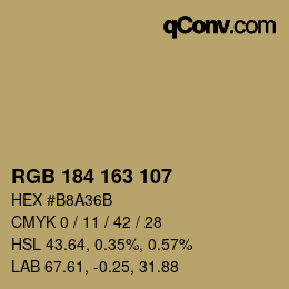 Código de color: RGB 184 163 107 | qconv.com