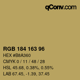 Color code: RGB 184 163 96 | qconv.com