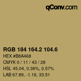 カラーコード: RGB 184 164.2 104.6 | qconv.com