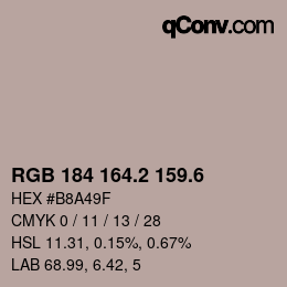 カラーコード: RGB 184 164.2 159.6 | qconv.com