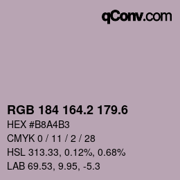 カラーコード: RGB 184 164.2 179.6 | qconv.com