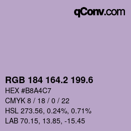 カラーコード: RGB 184 164.2 199.6 | qconv.com