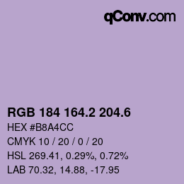 カラーコード: RGB 184 164.2 204.6 | qconv.com
