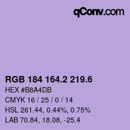カラーコード: RGB 184 164.2 219.6 | qconv.com