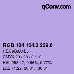 カラーコード: RGB 184 164.2 229.6 | qconv.com