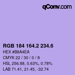カラーコード: RGB 184 164.2 234.6 | qconv.com