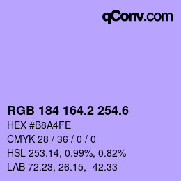 カラーコード: RGB 184 164.2 254.6 | qconv.com