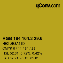 カラーコード: RGB 184 164.2 29.6 | qconv.com