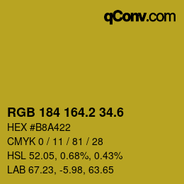 カラーコード: RGB 184 164.2 34.6 | qconv.com