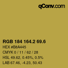 カラーコード: RGB 184 164.2 69.6 | qconv.com