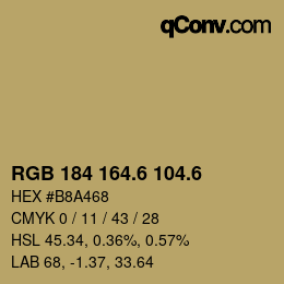 カラーコード: RGB 184 164.6 104.6 | qconv.com