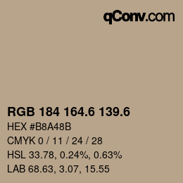 カラーコード: RGB 184 164.6 139.6 | qconv.com