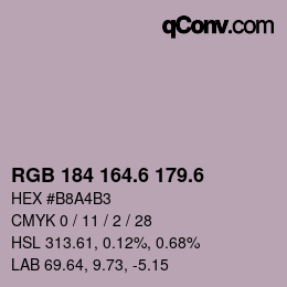カラーコード: RGB 184 164.6 179.6 | qconv.com
