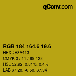 カラーコード: RGB 184 164.6 19.6 | qconv.com