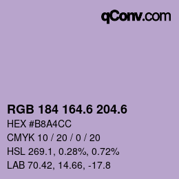 カラーコード: RGB 184 164.6 204.6 | qconv.com