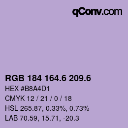 カラーコード: RGB 184 164.6 209.6 | qconv.com