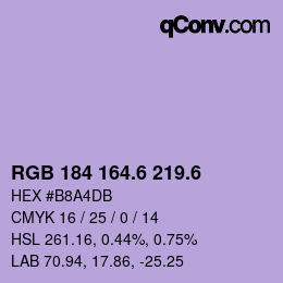 カラーコード: RGB 184 164.6 219.6 | qconv.com