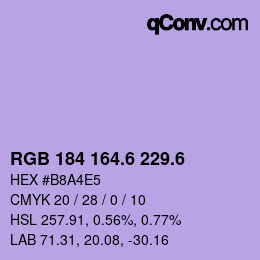 カラーコード: RGB 184 164.6 229.6 | qconv.com