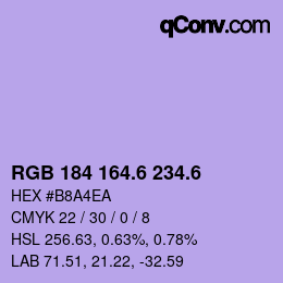 カラーコード: RGB 184 164.6 234.6 | qconv.com