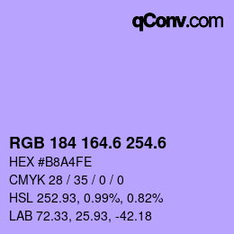 カラーコード: RGB 184 164.6 254.6 | qconv.com