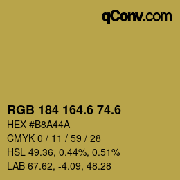 カラーコード: RGB 184 164.6 74.6 | qconv.com