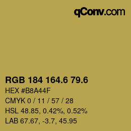 カラーコード: RGB 184 164.6 79.6 | qconv.com