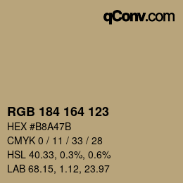 カラーコード: RGB 184 164 123 | qconv.com