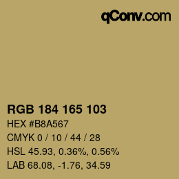 カラーコード: RGB 184 165 103 | qconv.com
