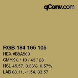 Color code: RGB 184 165 105 | qconv.com