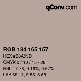 カラーコード: RGB 184 165 157 | qconv.com